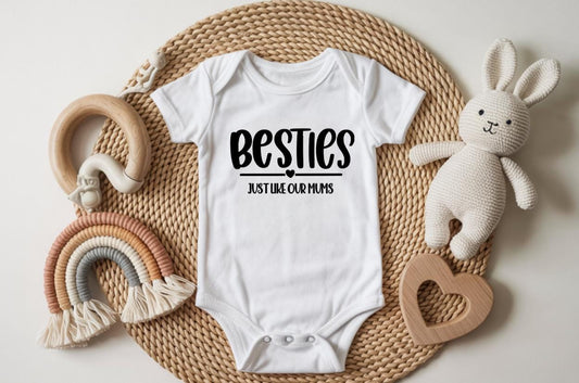 Besties, Just Like Our Mums Baby Bodysuit | Baby Best Friend Bodysuit | Matching Baby Outfit | Cute Baby Gift | New Baby Keepsake