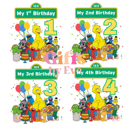 Personalised Character Birthday T-Shirt | Colourful Friends Birthday Tee | Custom Age & Name Party Shirt | Kids Birthday Outfit