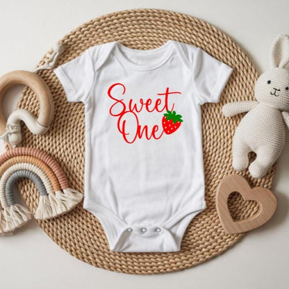 Sweet One Birthday Bodysuit | Strawberry First Birthday Outfit | Personalised Birthday Bodysuit | Berry First Birthday | Custom Baby Outfit
