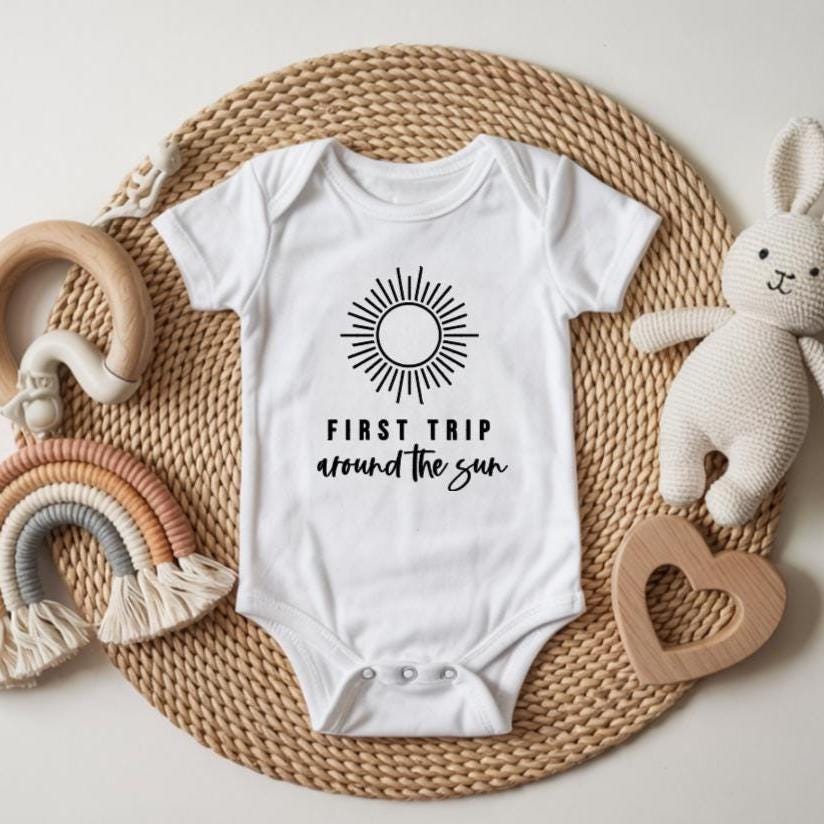 First Trip Around the Sun Baby Bodysuit | Personalised First Birthday Tee | Minimalist Birthday Bodysuit | Space Birthday Theme