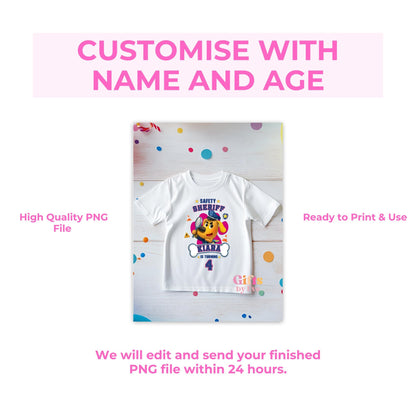 Personalised Safety Birthday PNG | Custom Safety Birthday Shirt Design | Kids Birthday T-Shirt PNG | Custom Name & Age | Digital Download