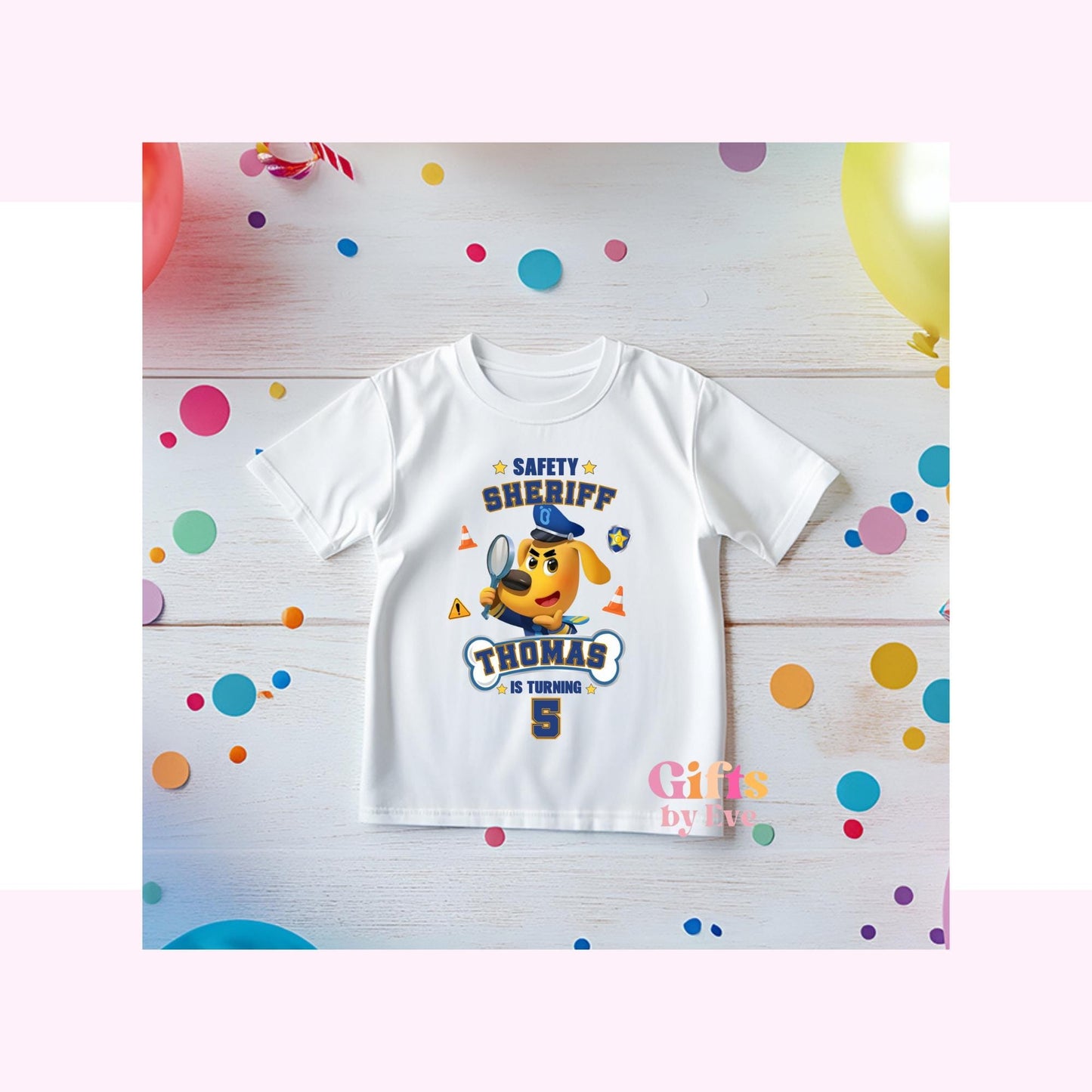Personalised Safety Birthday PNG | Custom Safety Birthday Shirt Design | Kids Birthday T-Shirt PNG | Custom Name & Age | Digital Download