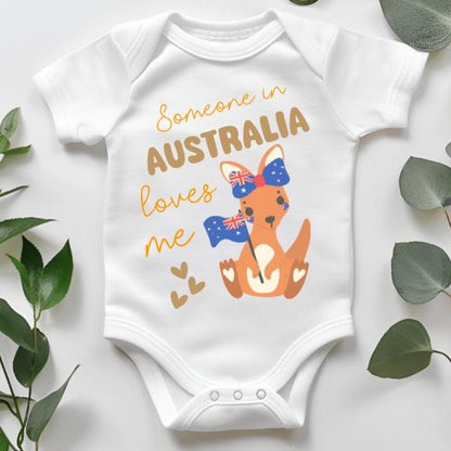 Someone in Australia Loves Me Baby Bodysuit | Australian Baby Gift | Long Distance Family Gift | Aussie Baby Gift