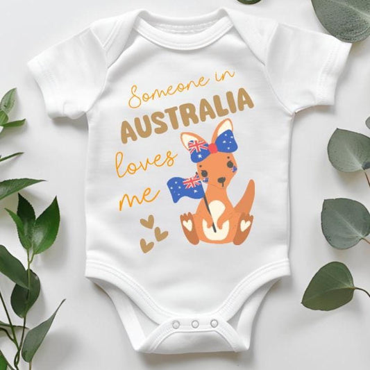 Someone in Australia Loves Me Baby Bodysuit | Australian Baby Gift | Long Distance Family Gift | Aussie Baby Gift