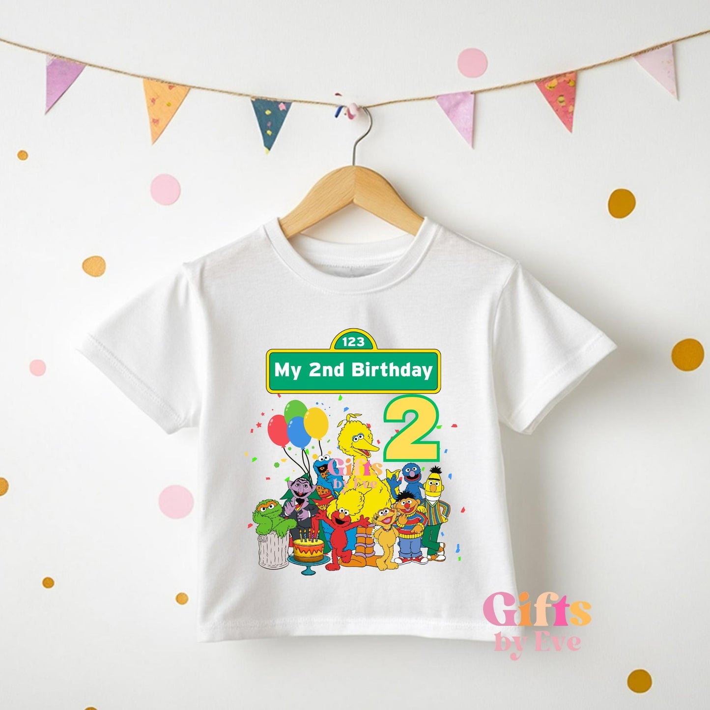 Personalised Character Birthday T-Shirt | Colourful Friends Birthday Tee | Custom Age & Name Party Shirt | Kids Birthday Outfit