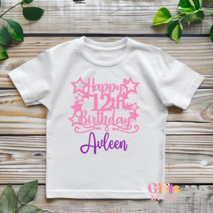 Personalised 12th Birthday T-Shirt | Custom Name Birthday Shirt | 12th Birthday Tee | Kids Birthday Outfit | 12 Years Loved