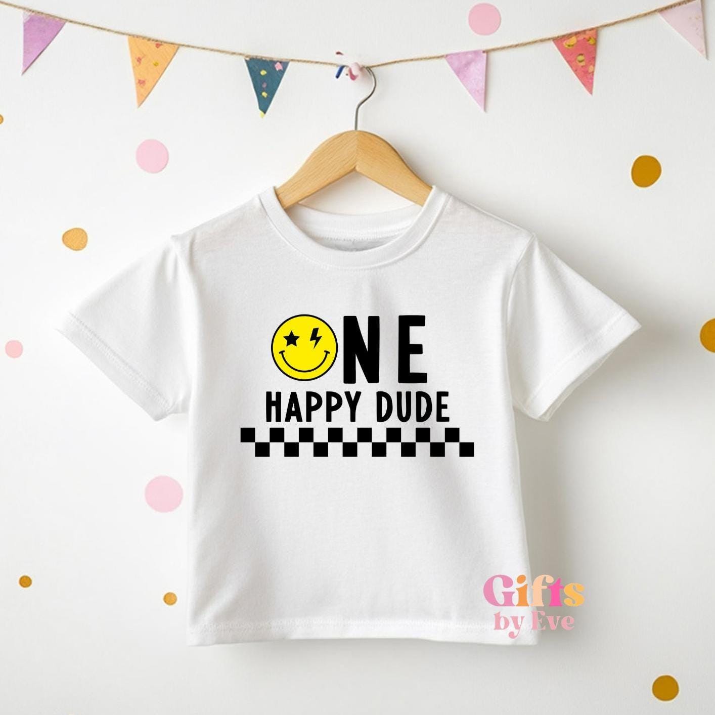 Custom One Happy Dude Birthday T-Shirt | First Birthday Shirt | Custom Name Birthday Tee | Boy Birthday Outfit | Birthday Party Shirt