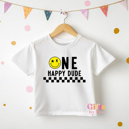 Custom One Happy Dude Birthday T-Shirt | First Birthday Shirt | Custom Name Birthday Tee | Boy Birthday Outfit | Birthday Party Shirt