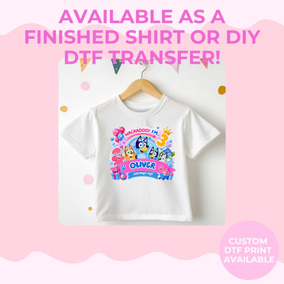 Personalised Kids Birthday Tee | Heeler Dog Inspired Outfit | Custom Name Birthday Shirt | Kids Party Outfit