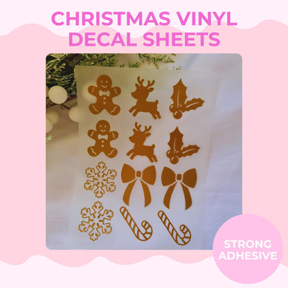 Christmas Vinyl Decal Sheet | Holiday Vinyl Stickers | Christmas Craft Decals | Santa, Reindeer & Snowflake Vinyl | DIY Christmas Decor