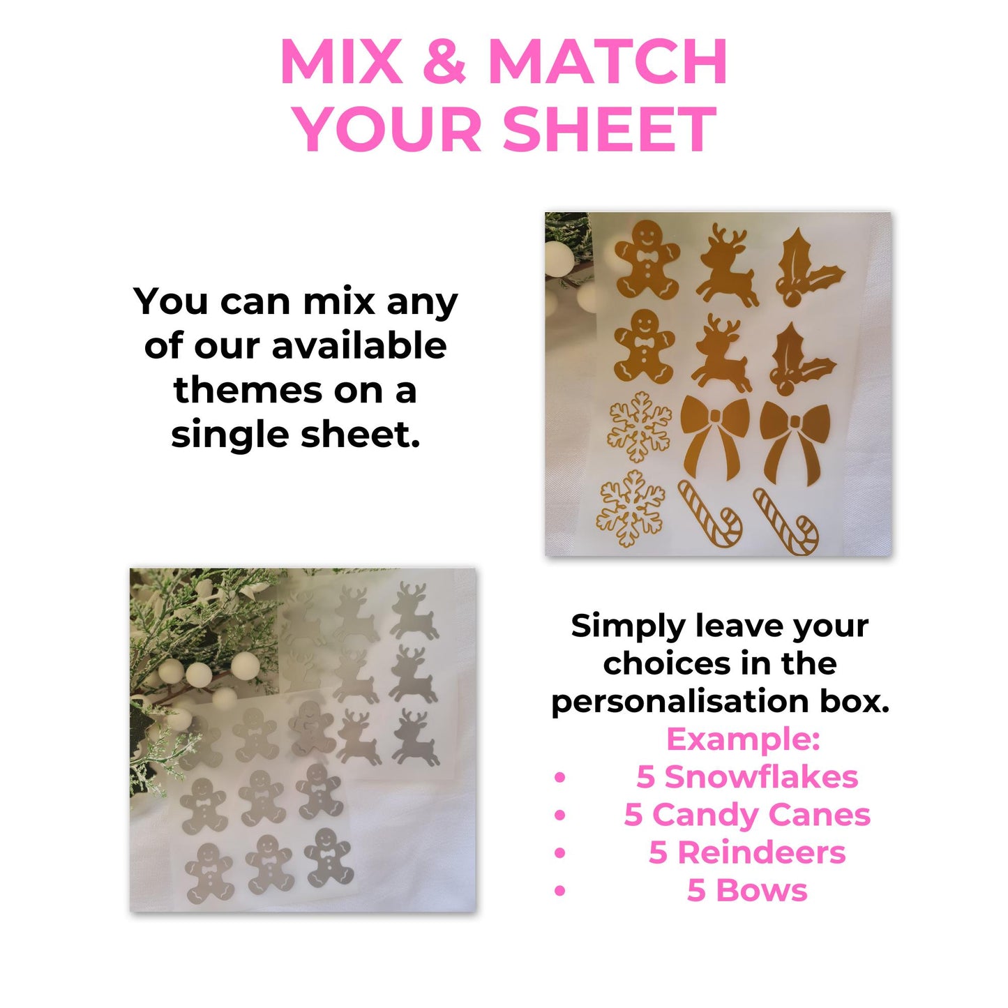 Christmas Vinyl Decal Sheet | Holiday Vinyl Stickers | Christmas Craft Decals | Santa, Reindeer & Snowflake Vinyl | DIY Christmas Decor
