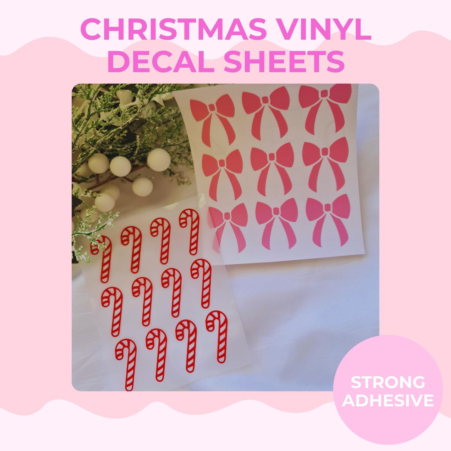 Christmas Vinyl Decal Sheet | Holiday Vinyl Stickers | Christmas Craft Decals | Santa, Reindeer & Snowflake Vinyl | DIY Christmas Decor