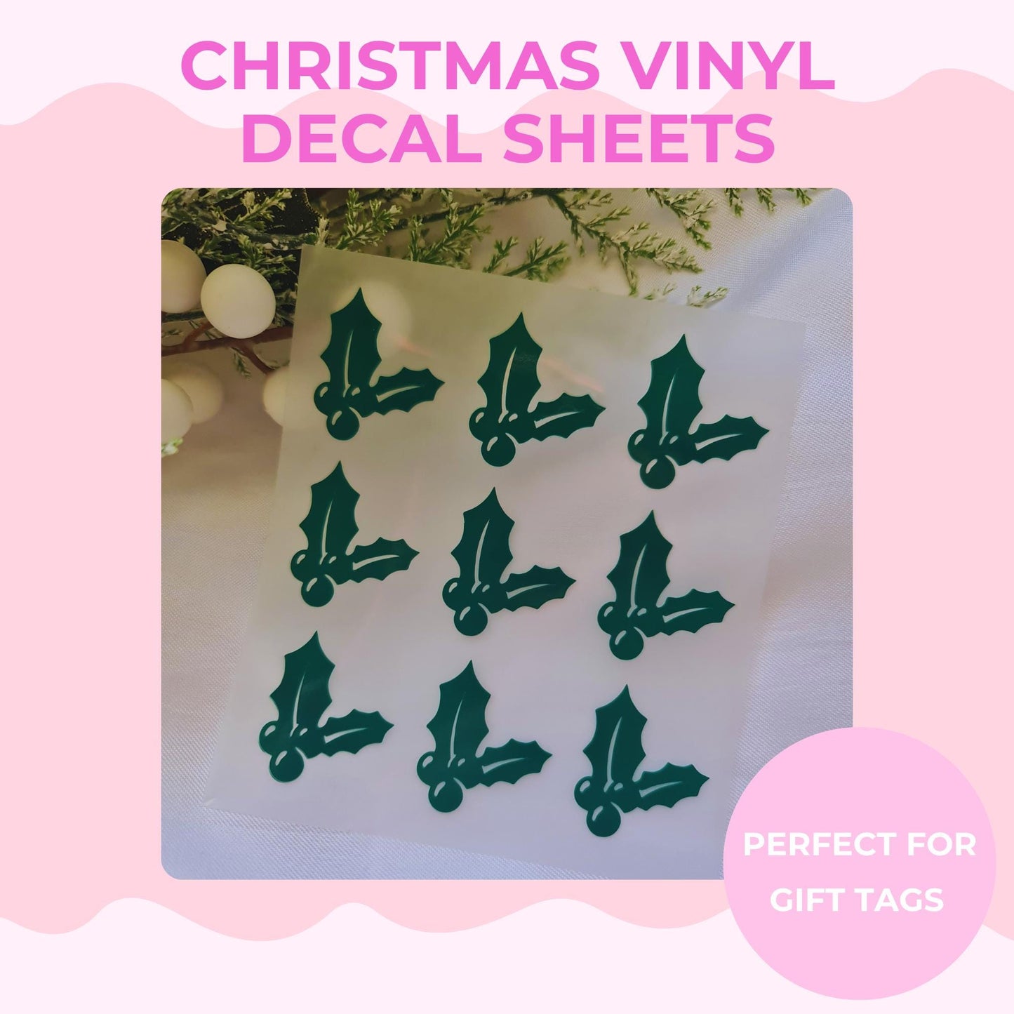 Christmas Vinyl Decal Sheet | Holiday Vinyl Stickers | Christmas Craft Decals | Santa, Reindeer & Snowflake Vinyl | DIY Christmas Decor