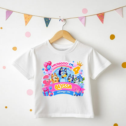 Personalised Kids Birthday Tee | Heeler Dog Inspired Outfit | Custom Name Birthday Shirt | Kids Party Outfit | Custom DTF Print For DIY