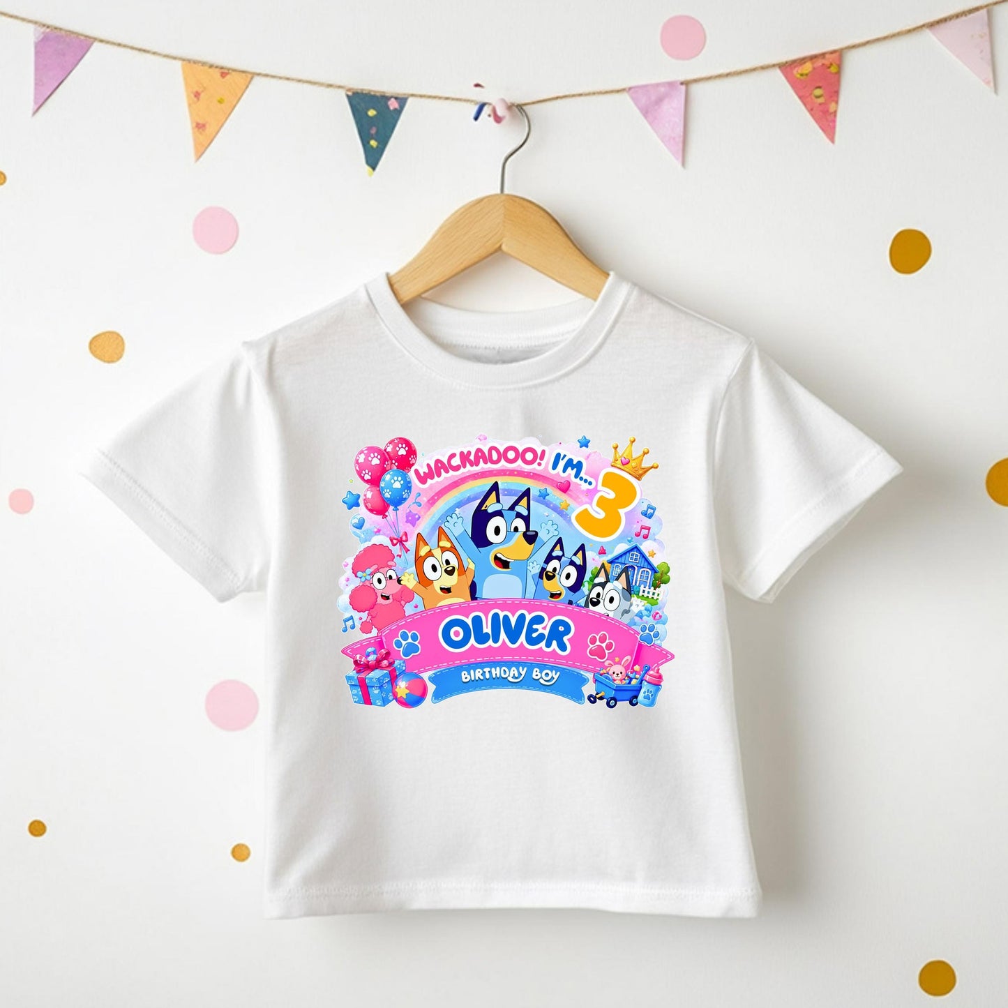Personalised Kids Birthday Tee | Heeler Dog Inspired Outfit | Custom Name Birthday Shirt | Kids Party Outfit