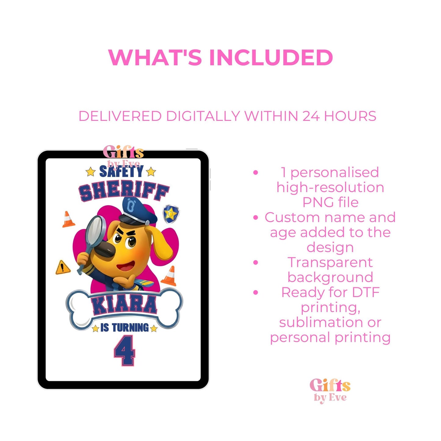 Personalised Safety Birthday PNG | Custom Safety Birthday Shirt Design | Kids Birthday T-Shirt PNG | Custom Name & Age | Digital Download