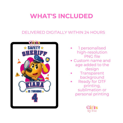 Personalised Safety Birthday PNG | Custom Safety Birthday Shirt Design | Kids Birthday T-Shirt PNG | Custom Name & Age | Digital Download