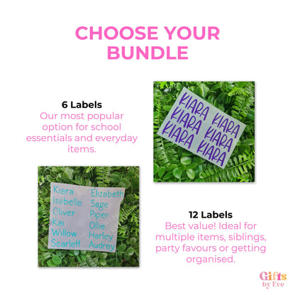 Custom Vinyl Name Labels | Personalised Sticker Decals for Kids, School & Party Items