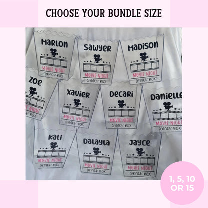 Personalised Movie Night Snack Box | Custom Popcorn Box | Sleepover Party Favour Box | Kids Birthday Party Popcorn Box | Family Movie Night
