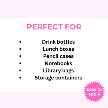 Kids Waterproof Stickers for School Supplies | Kids Vinyl Label Sheet | Waterproof Labels for School Supplies, Lunch Boxes & Drink Bottles