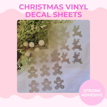 Christmas Vinyl Decal Sheet | Holiday Vinyl Stickers | Christmas Craft Decals | Santa, Reindeer & Snowflake Vinyl | DIY Christmas Decor