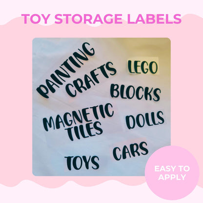 Kids Toy Storage Vinyl Labels | Playroom Organisation Stickers | Toy Box And Storage Bin Decals | Nursery & Playroom Labels