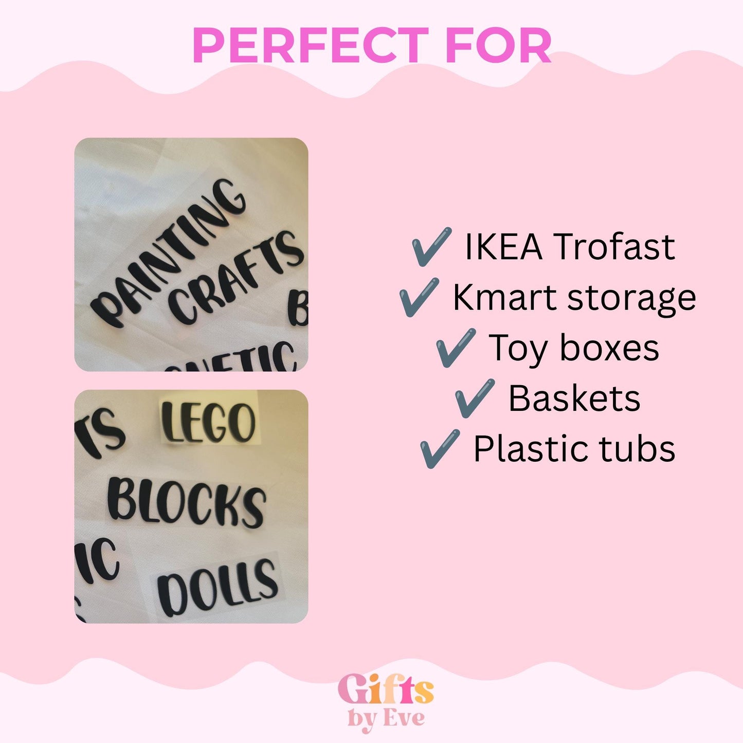 Kids Toy Storage Vinyl Labels | Playroom Organisation Stickers | Toy Box And Storage Bin Decals | Nursery & Playroom Labels