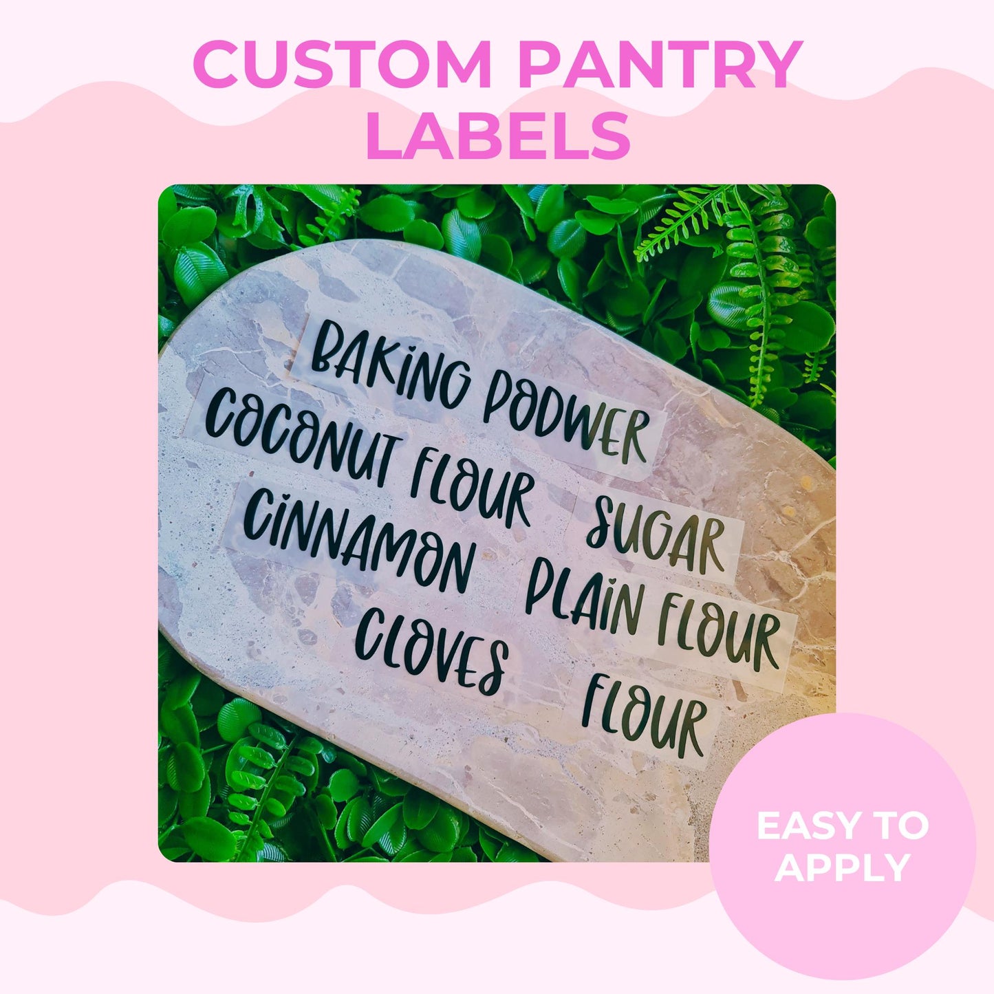 Custom Pantry Labels | Personalised Vinyl Pantry Decals | Kitchen Storage Labels | Spice Jar, Canister & Container Labels