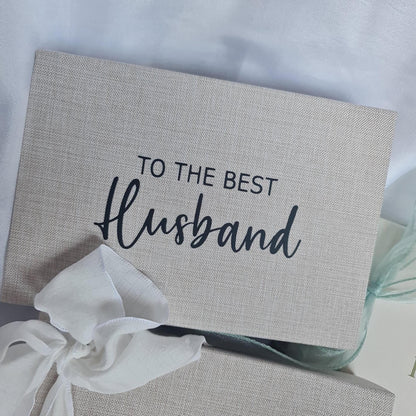 Pregnancy Announcement Keepsake Box | You're Going to Be a Daddy Gift | Baby Reveal Box for Husband | Linen Photo Box | New Dad Gift
