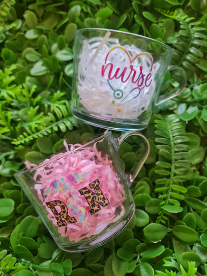Two decorative jars with 'nurse' and 'NP' text on a green leafy background